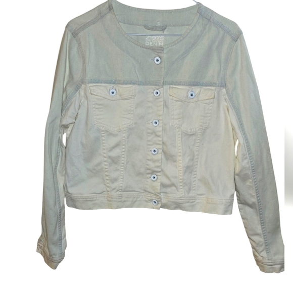 Zara two toned denim jacket size large - Picture 1 of 4